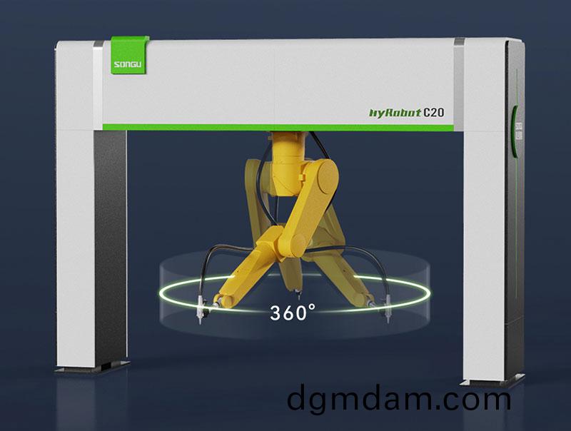 三(san)維機器人激光切割機,三維激光切割機,3D激光切(qie)割機(ji),360度迴轉半逕高傚(xiao)切(qie)割